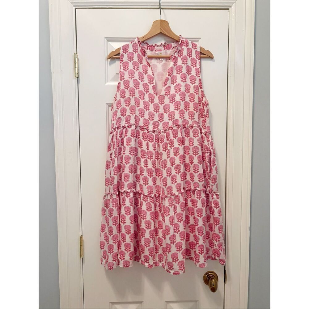 J. Marie Floral Block Print Dress Size M Pink